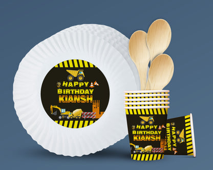 Construction Theme Party Cups and Plates Combo