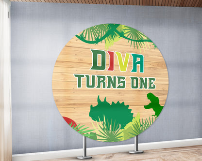 Dinosaur Theme Personalized Round Backdrop