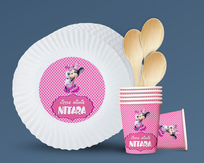 Minnie Mouse Theme Party Cups and Plates Combo