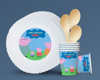 Peppa Pig Theme Party Cups and Plates Combo