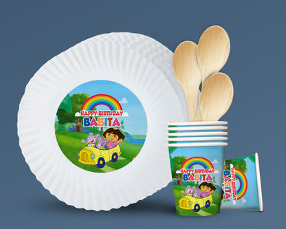 Dora the Explorer Theme Party Cups and Plates Combo