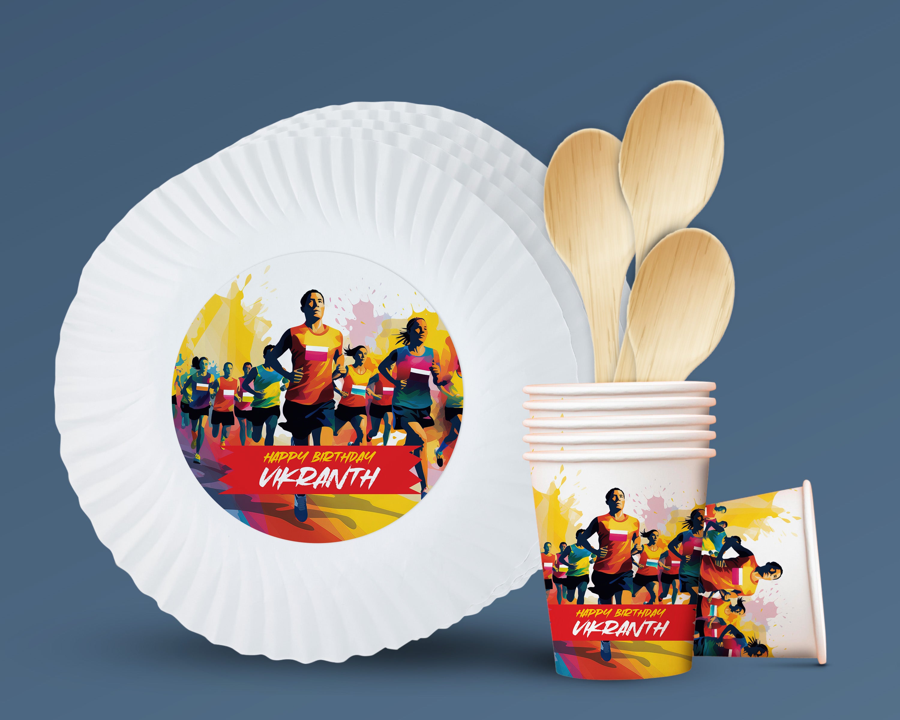 Marathon Theme Party Cups and Plates Combo