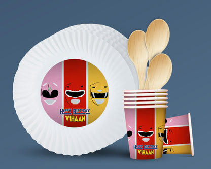 Power Rangers Theme Paper Plates and Cup Combo