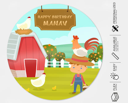 Farm Theme Customized Round  Backdrop