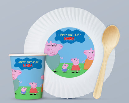 Peppa Pig Theme Party Cups and Plates Combo