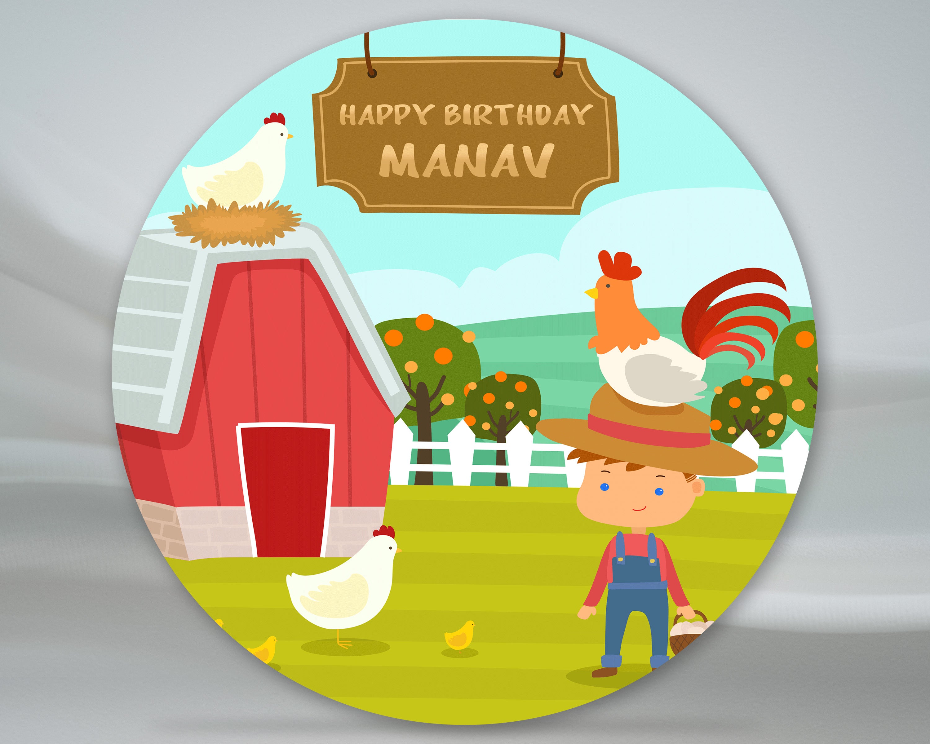 Farm Theme Customized Round  Backdrop