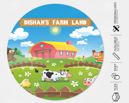 Farm Theme Personalized Round  Backdrop