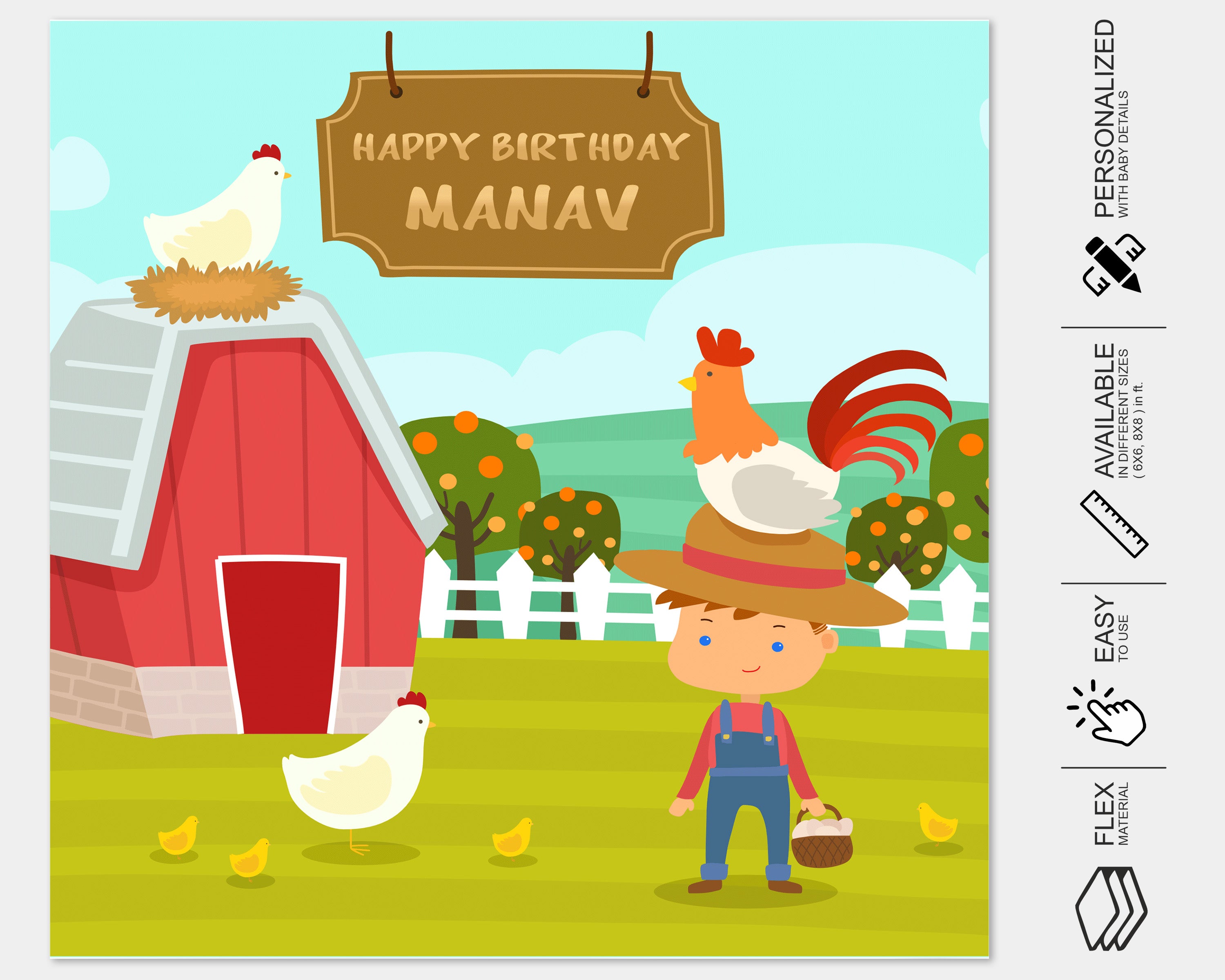 Farm Theme Customized Square Backdrop