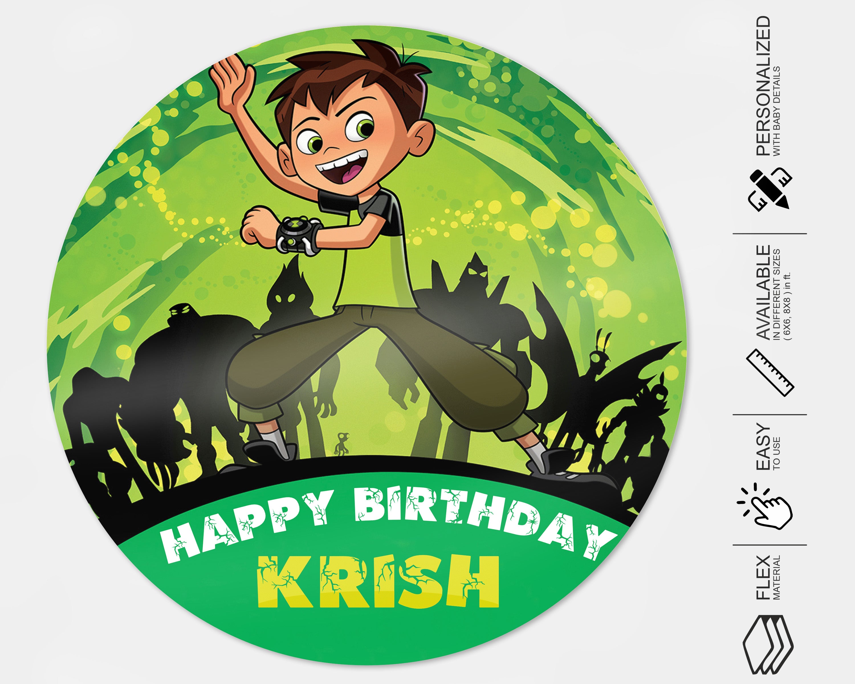 Ben 10 Theme Customized Round Backdrop