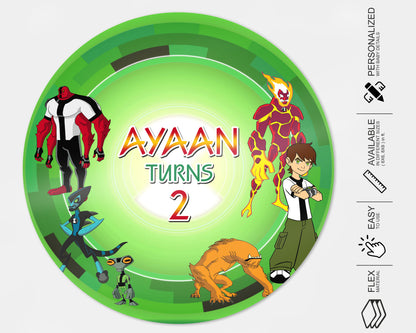 Ben 10 Theme  Personalized Round Backdrop