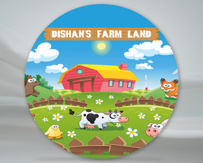 Farm Theme Personalized Round  Backdrop