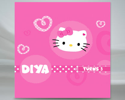 Hello Kitty Theme with Baby Name Square Backdrop