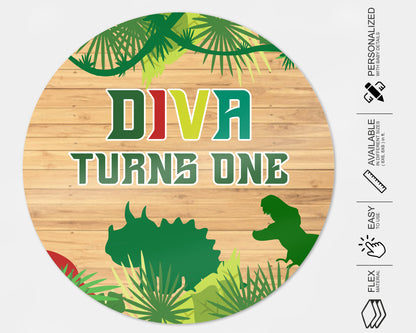 Dinosaur Theme Personalized Round Backdrop