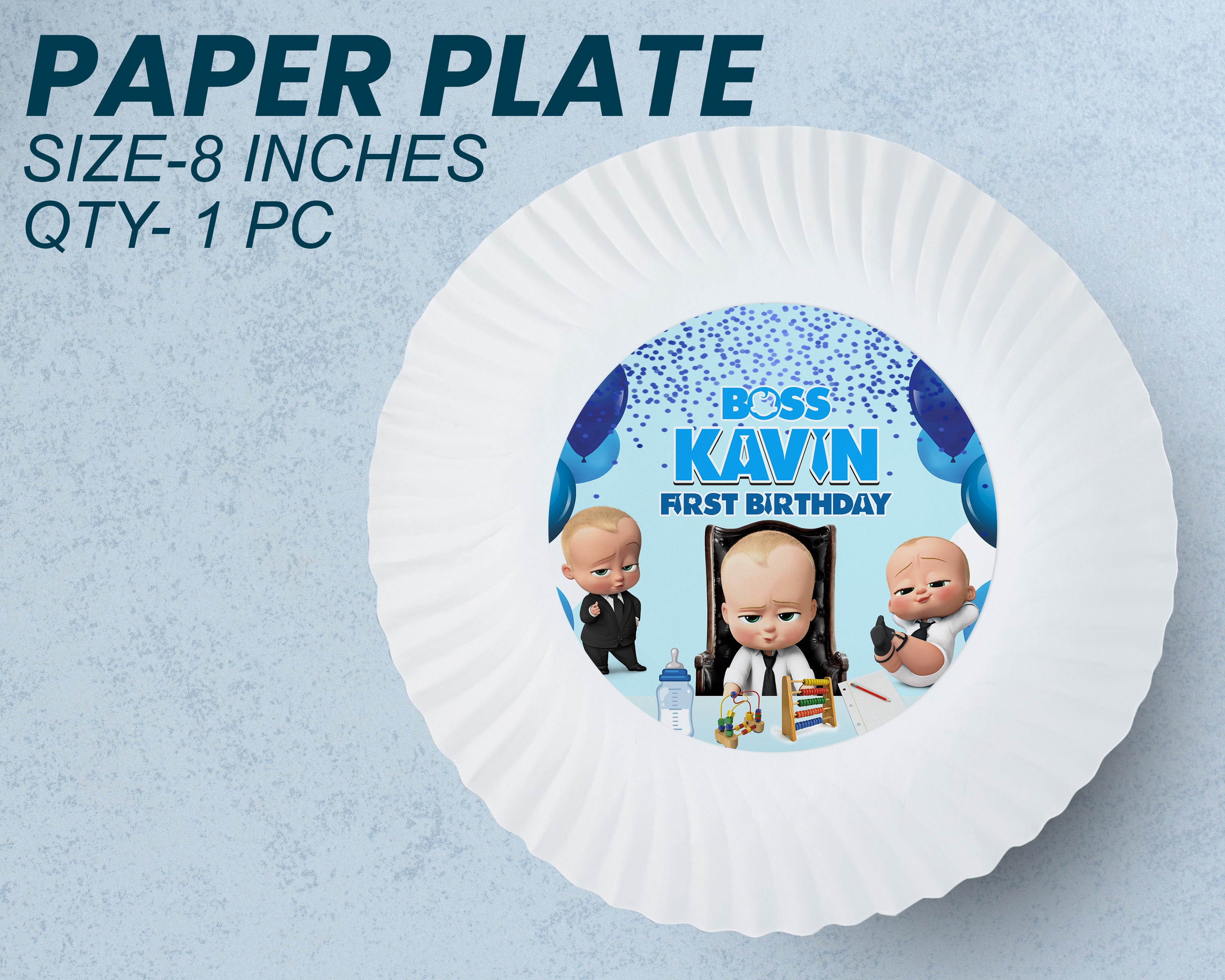 Boss Baby Theme Party Cups and Plates Combo