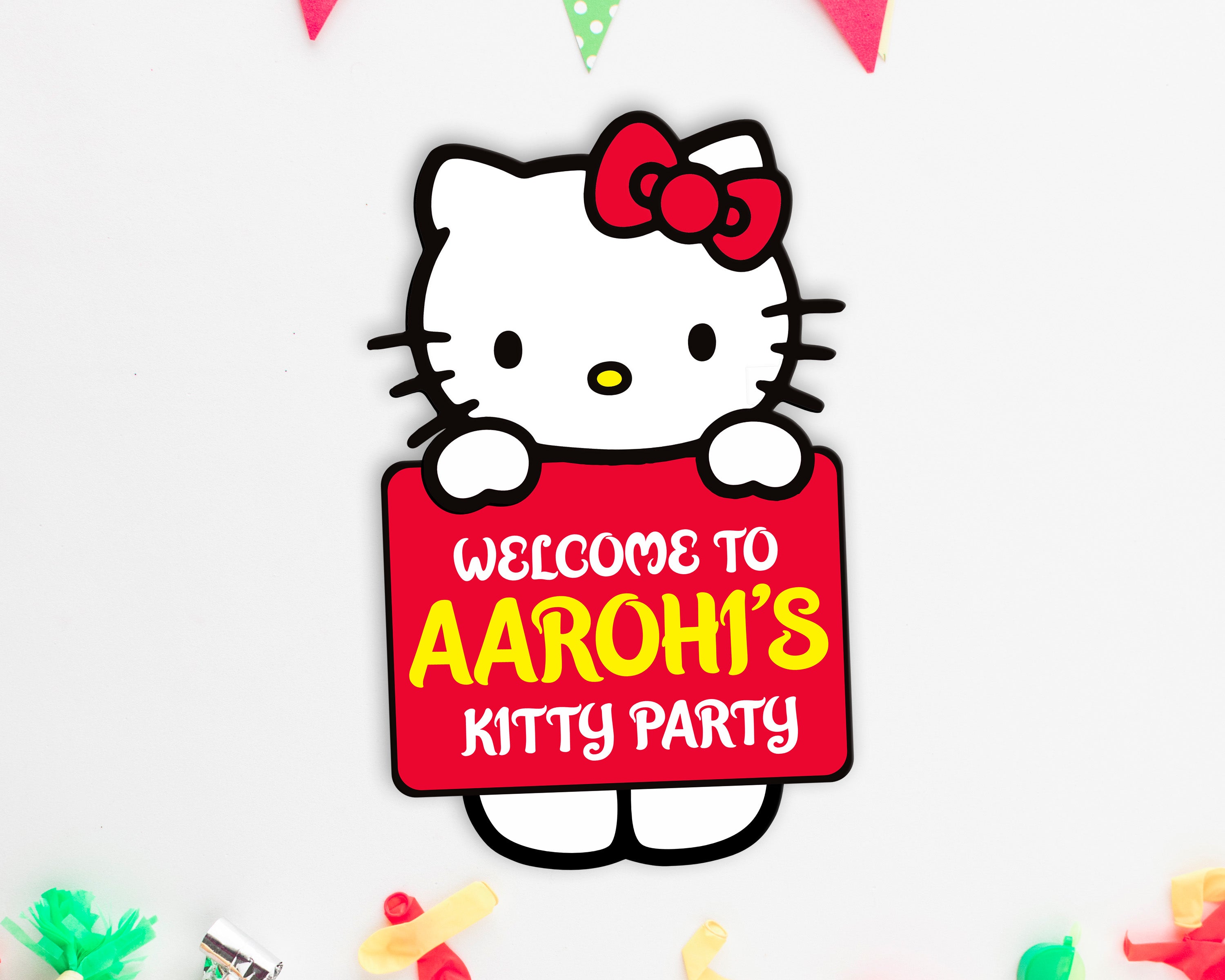 Hello Kitty Theme Customized Welcome Board