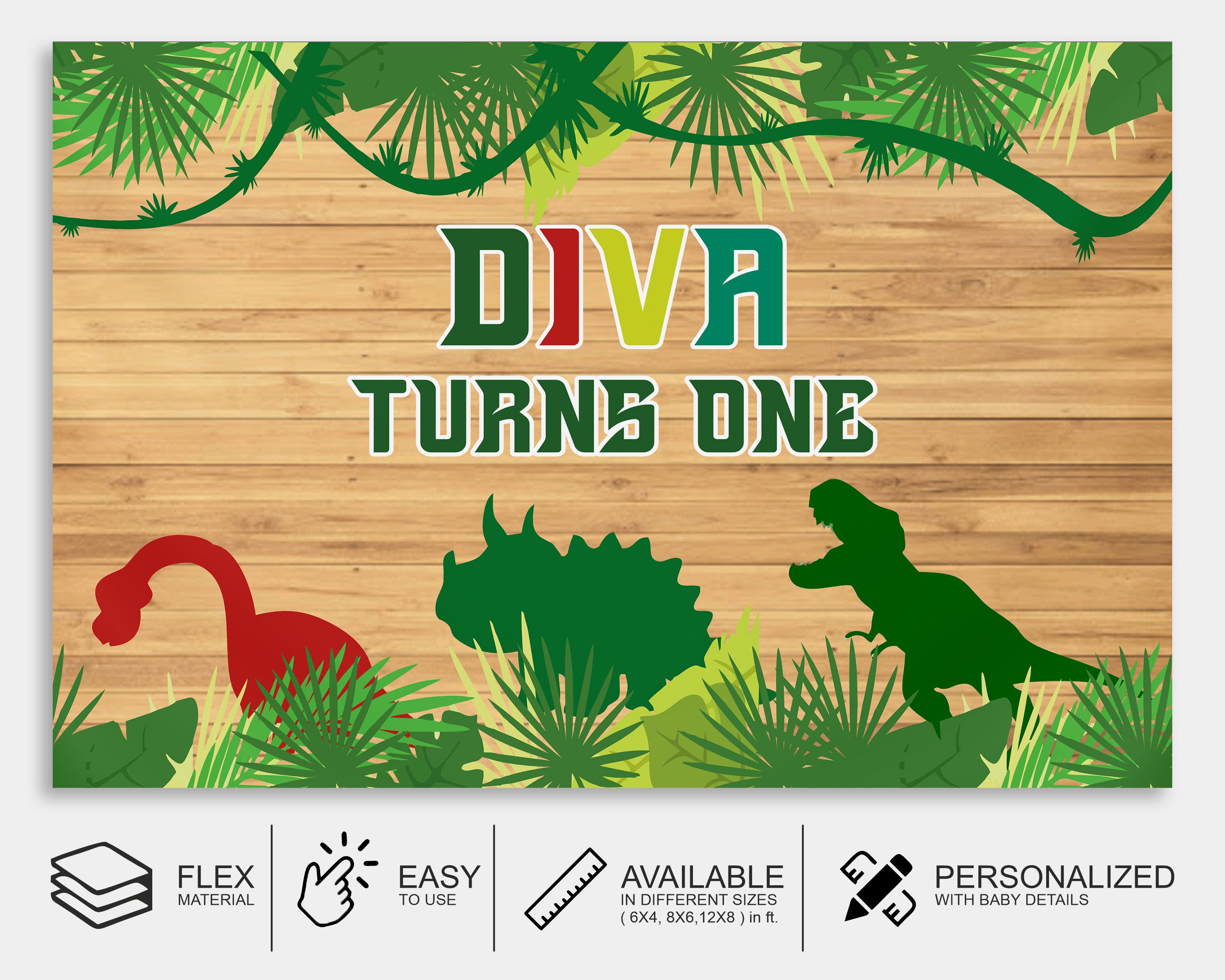 Dinosaur Theme Personalized Backdrop