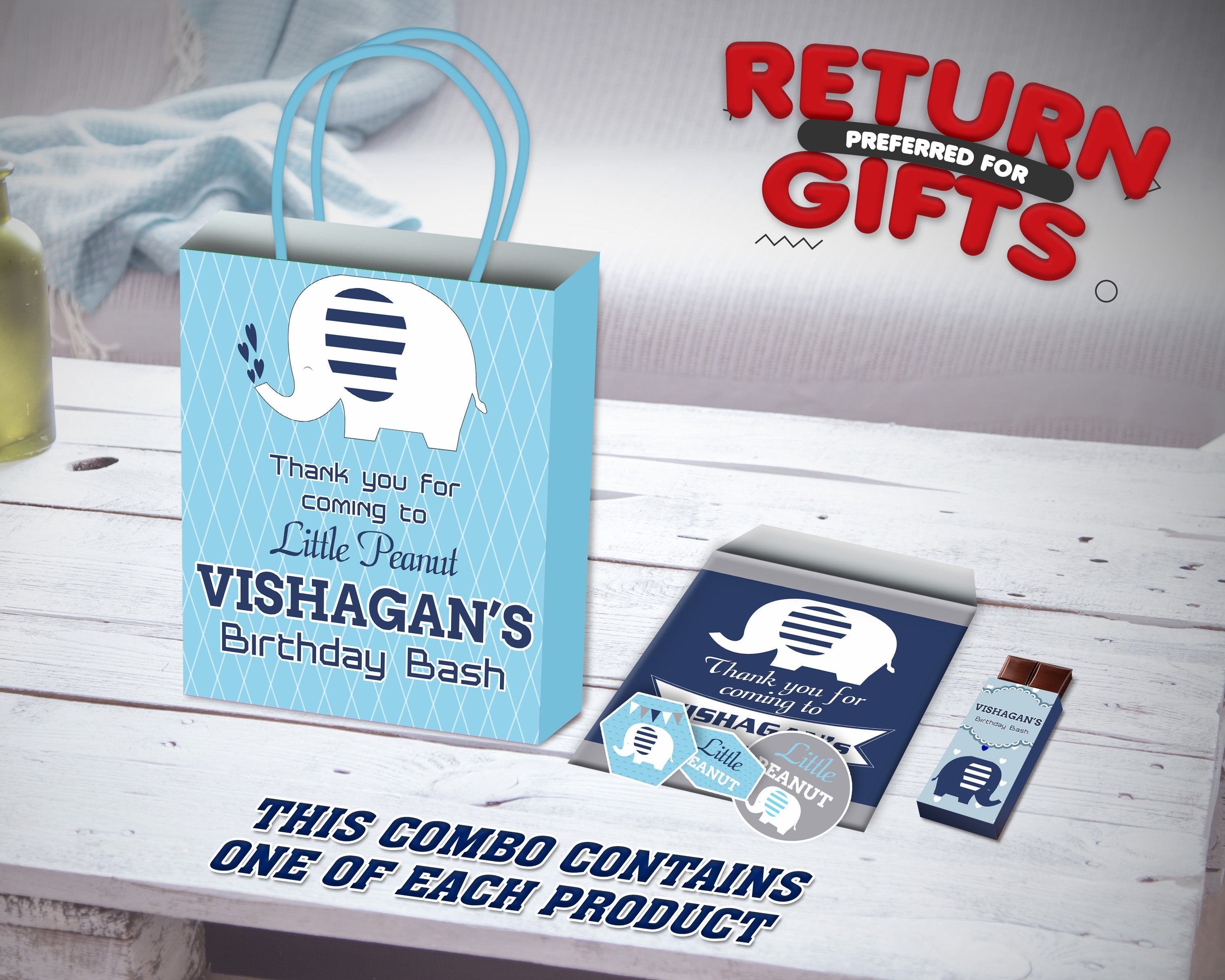 Blue Elephant Theme Return Gift Combo