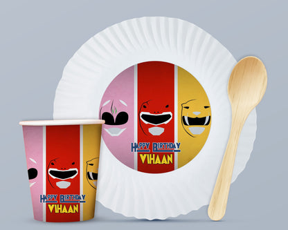 Power Rangers Theme Paper Plates and Cup Combo