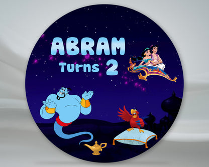 Aladdin Theme Personalized Round Backdrop