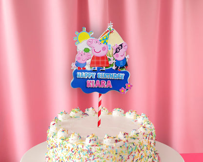 Peppa pig Theme Hand Crafted Cake Topper