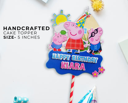 Peppa pig Theme Hand Crafted Cake Topper