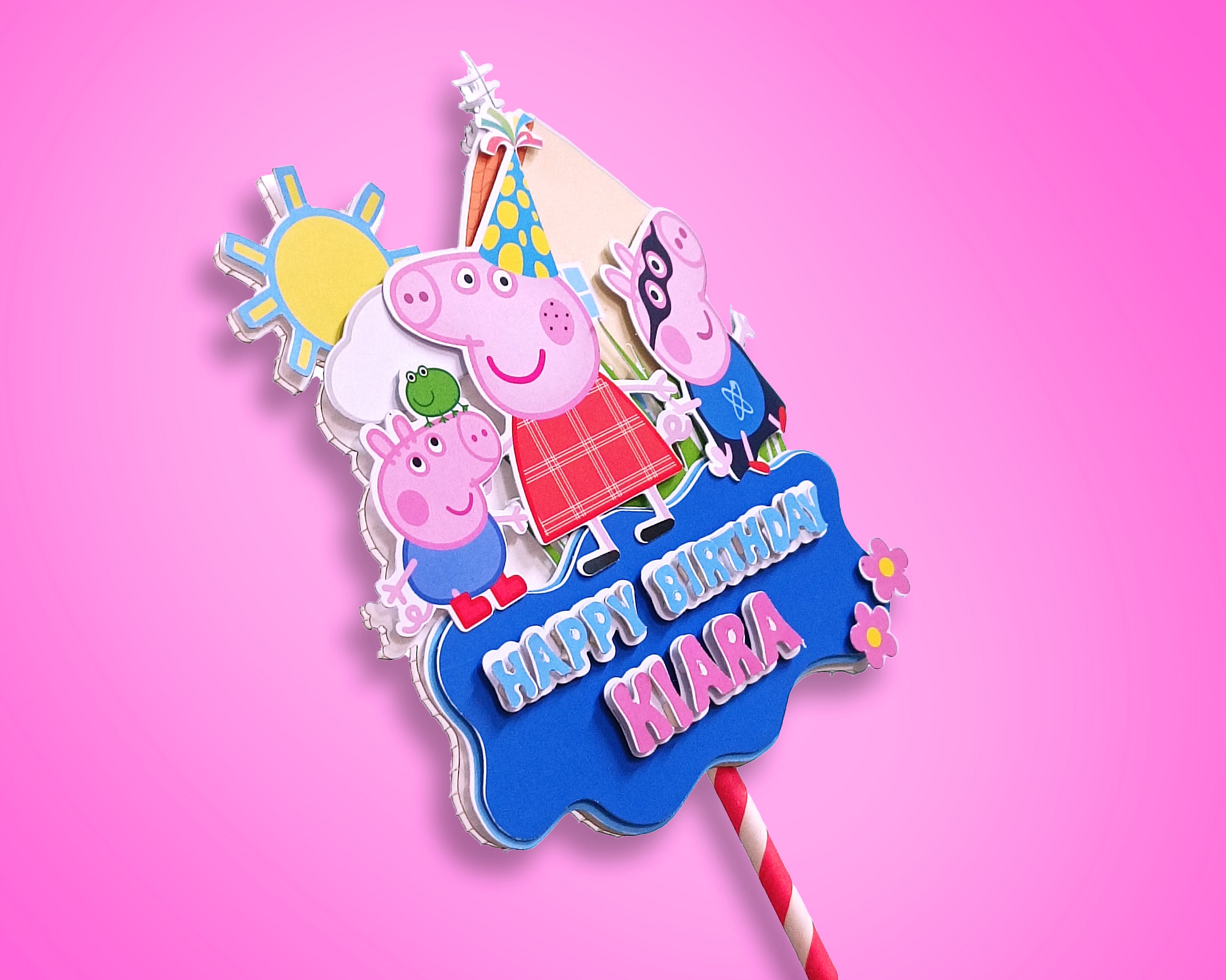 Peppa pig Theme Hand Crafted Cake Topper