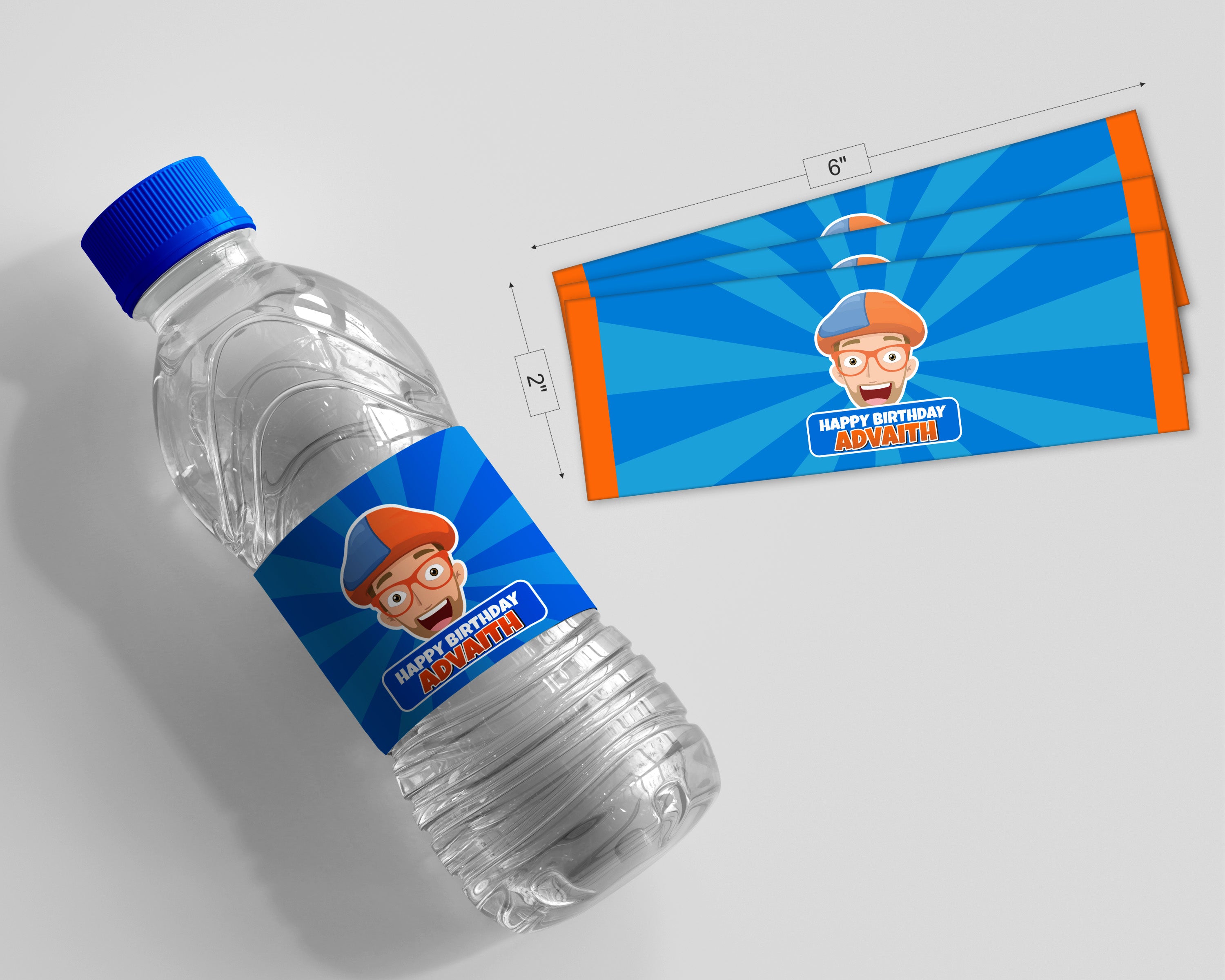 Blippi Water Bottle Label Non personalized Birthday party