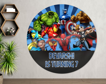 Avengers Theme Customized Round Backdrop