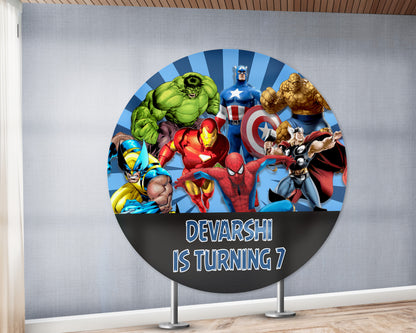 Avengers Theme Customized Round Backdrop