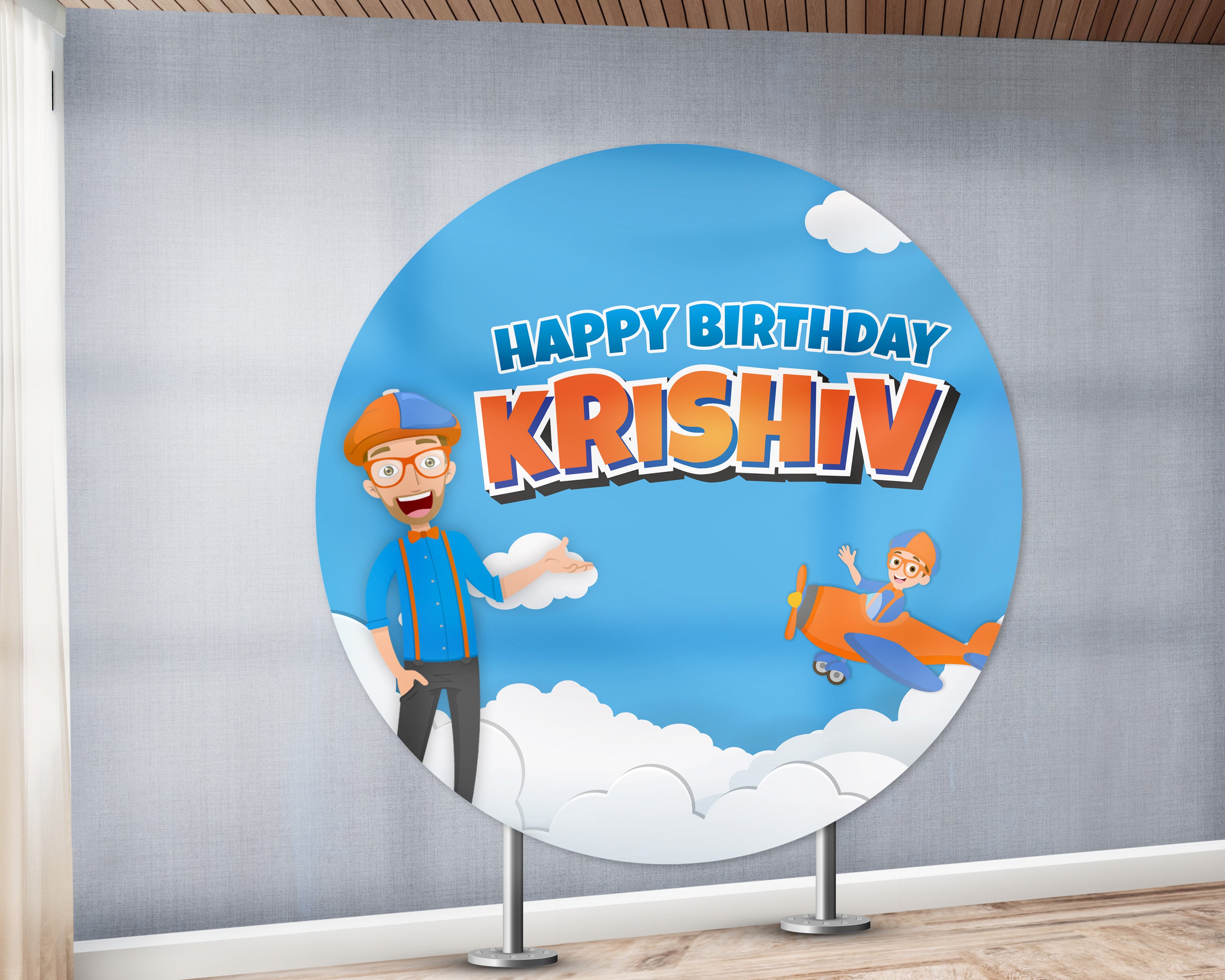 Blippi Theme Round Backdrop