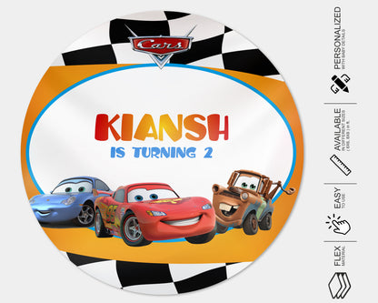 Car Theme Personalized Round Backdrop