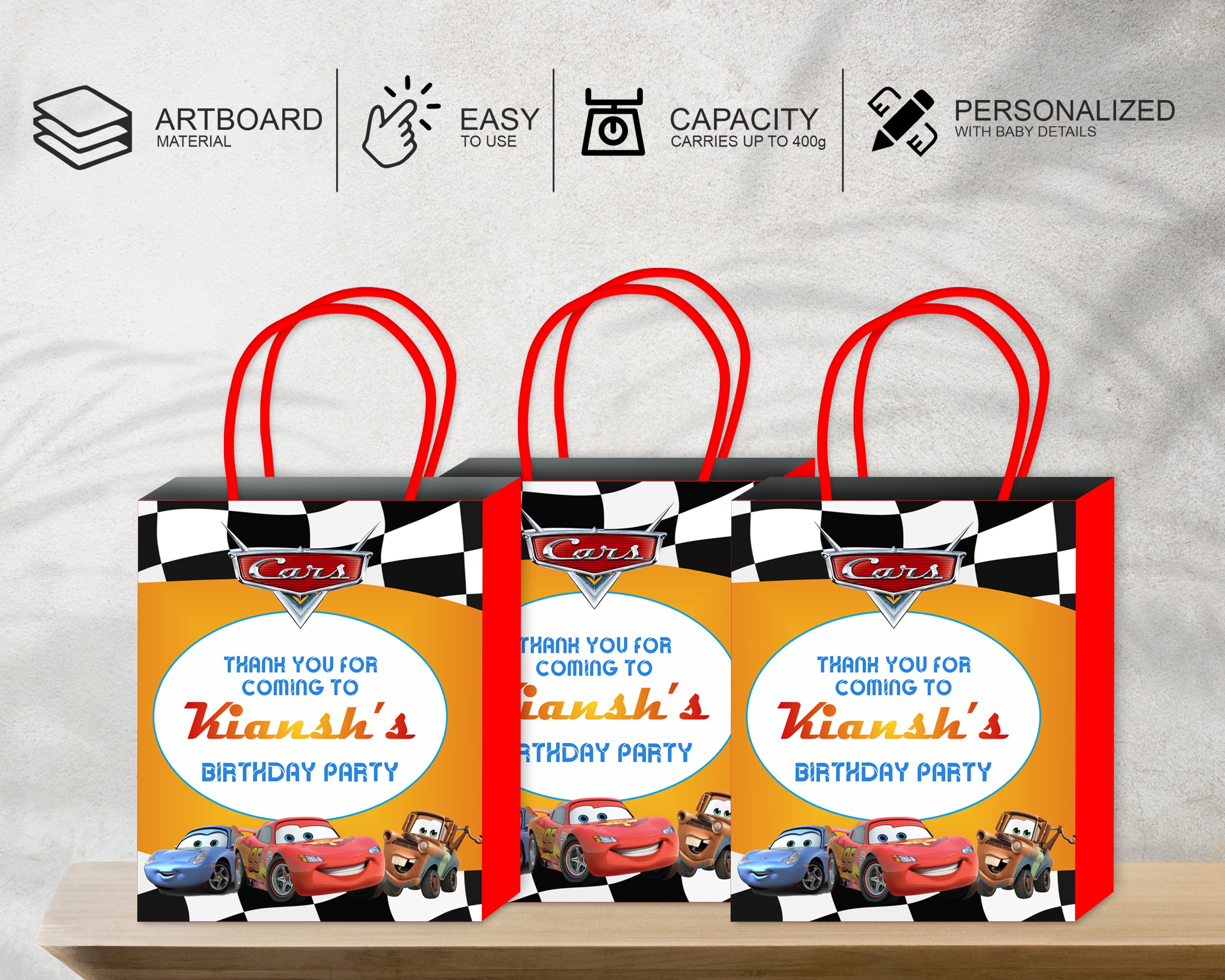 SET OF 8 Plastic Cars Lightning McQueen Disney Gift Bags ~ Birthday  Celebration £6.00 - PicClick UK