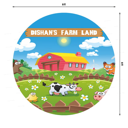 Farm Theme Personalized Round  Backdrop