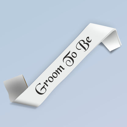 Groom to Be White Satin Party Sash