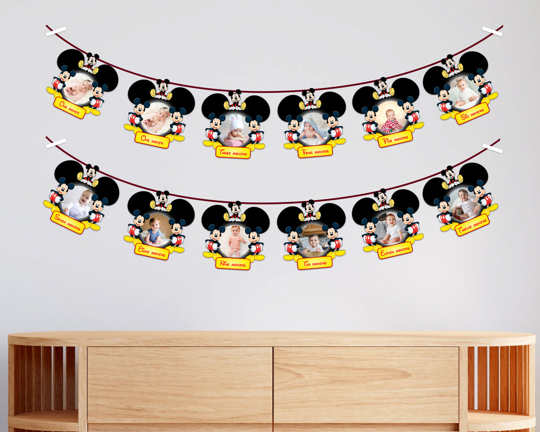 Mickey Themed 1st Birthday Party Supplies - Mickey and Minnie Party  Decorations Welcome Sign Door Hanger Black Red Yellow for First Birthday 