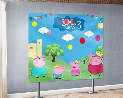 Peppa Pig Theme Customized Square Backdrop