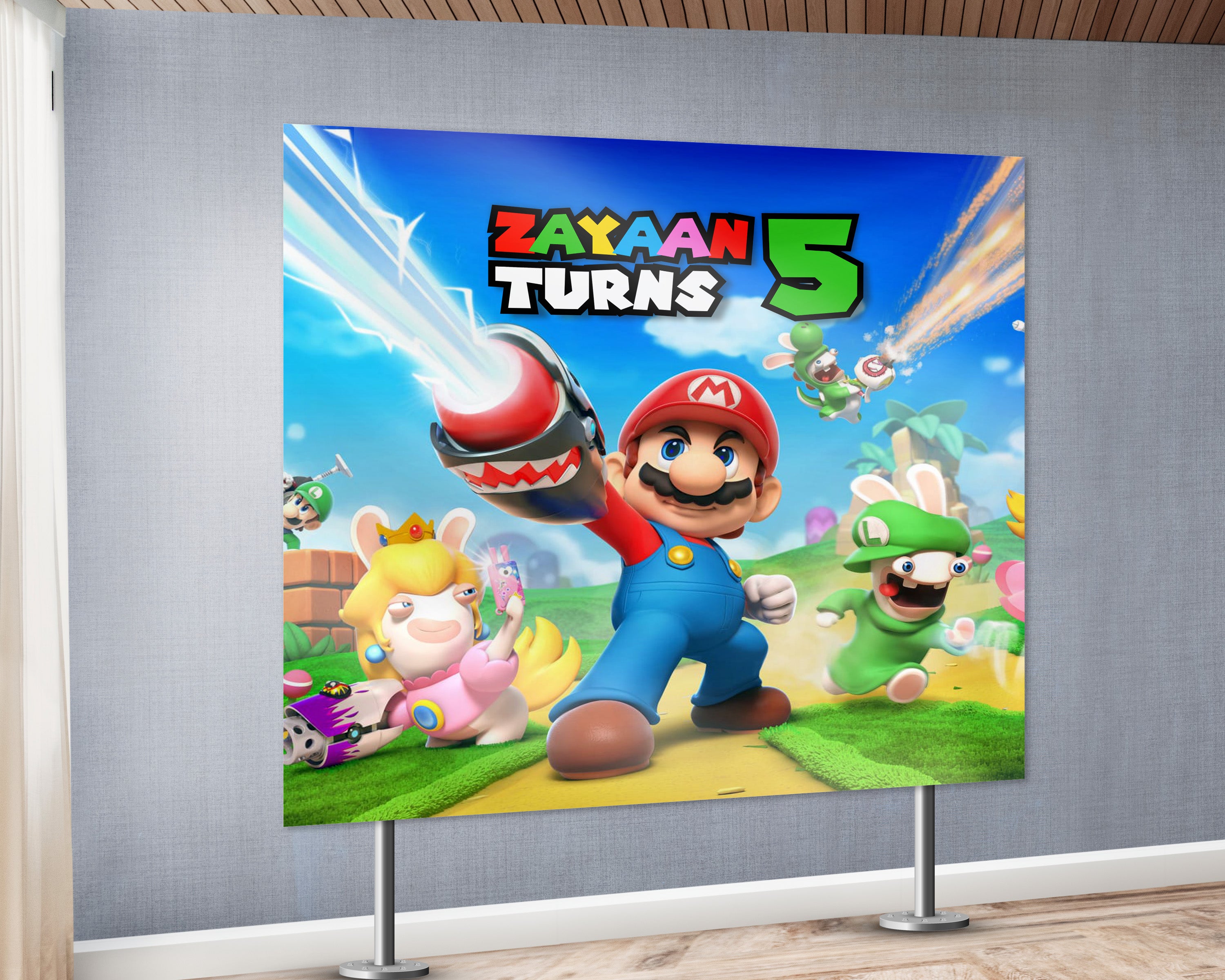 Super Mario Theme Personalized Square Backdrop