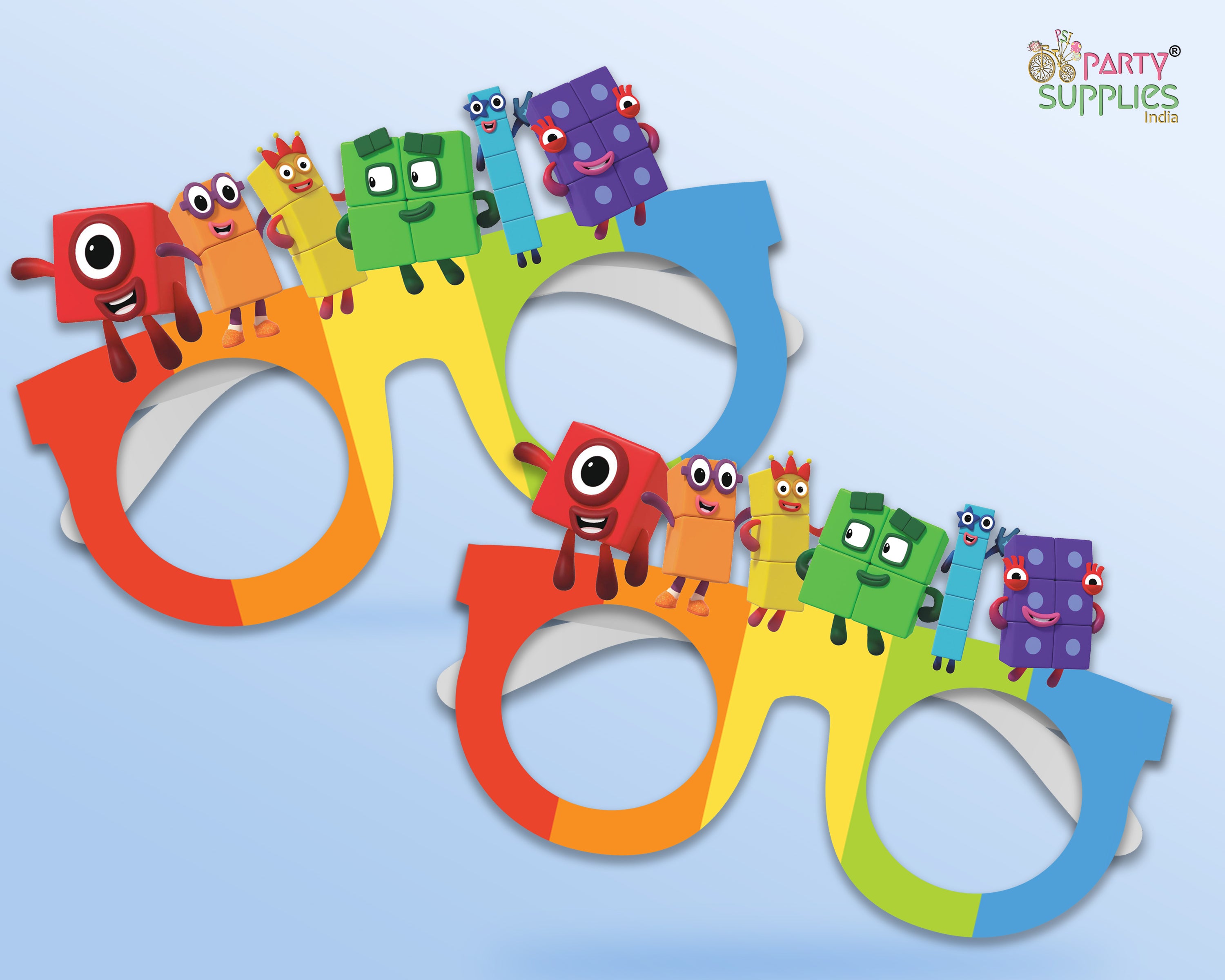 Number Blocks theme Birthday Party glasses