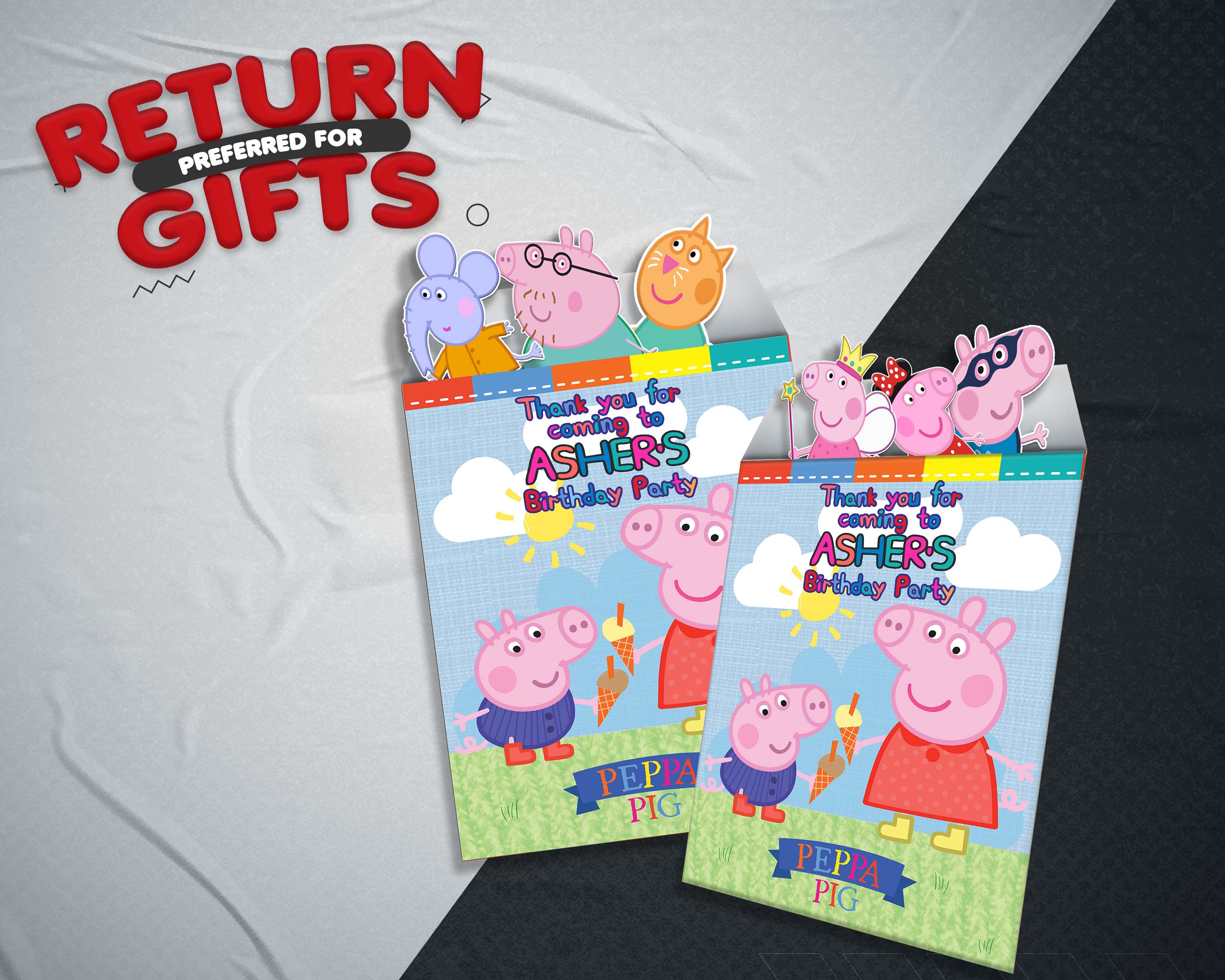 PSI Peppa Pig Girl Theme Oversized Return Gift Bag | Personalized Part –  Party Supplies India