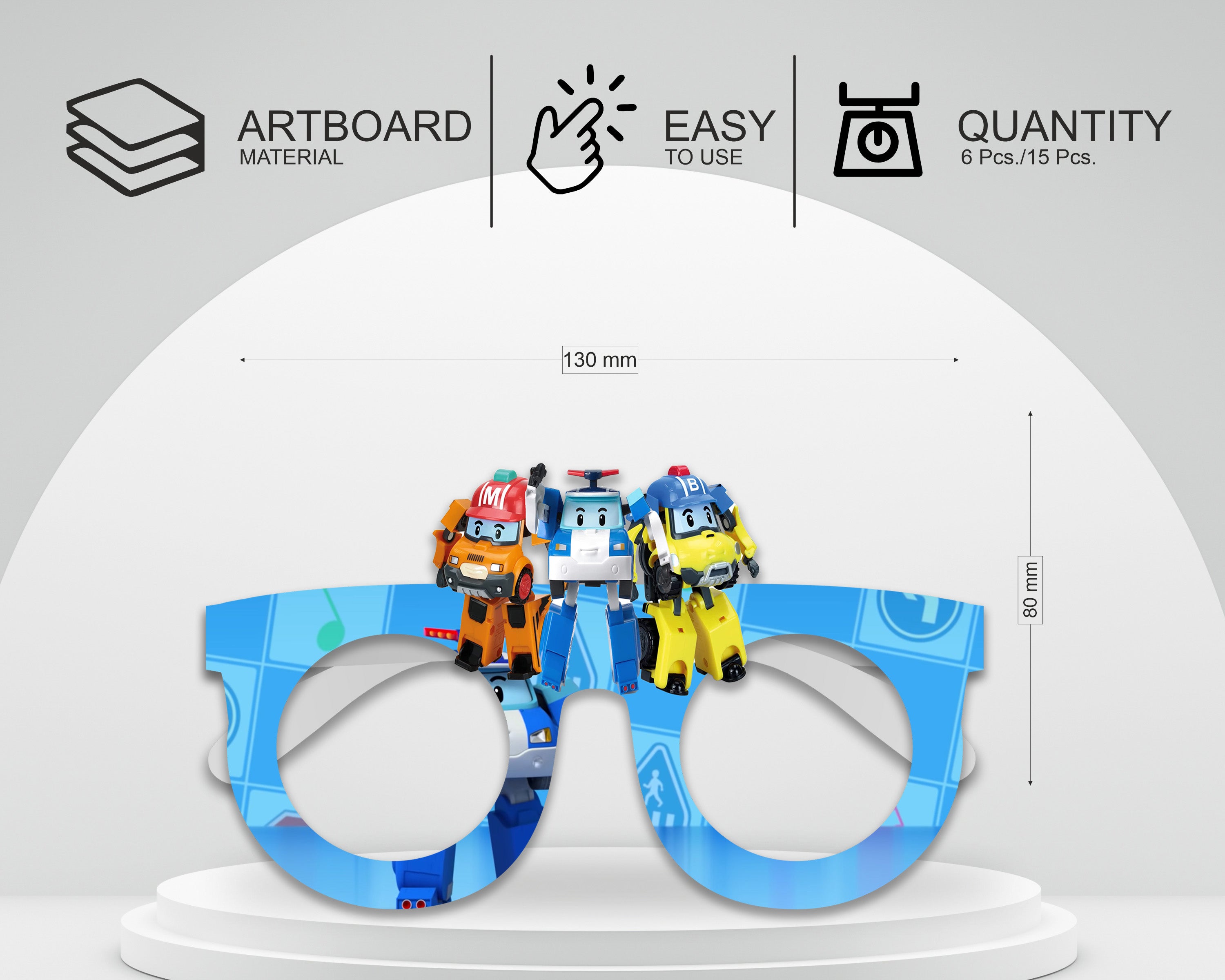 Robo Poli theme Birthday Party glasses