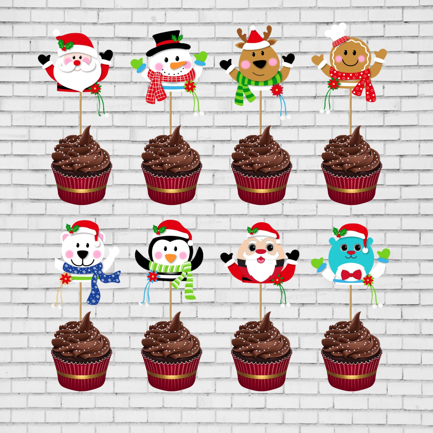 PSI Christmas Theme Cup Cake Topper - 02