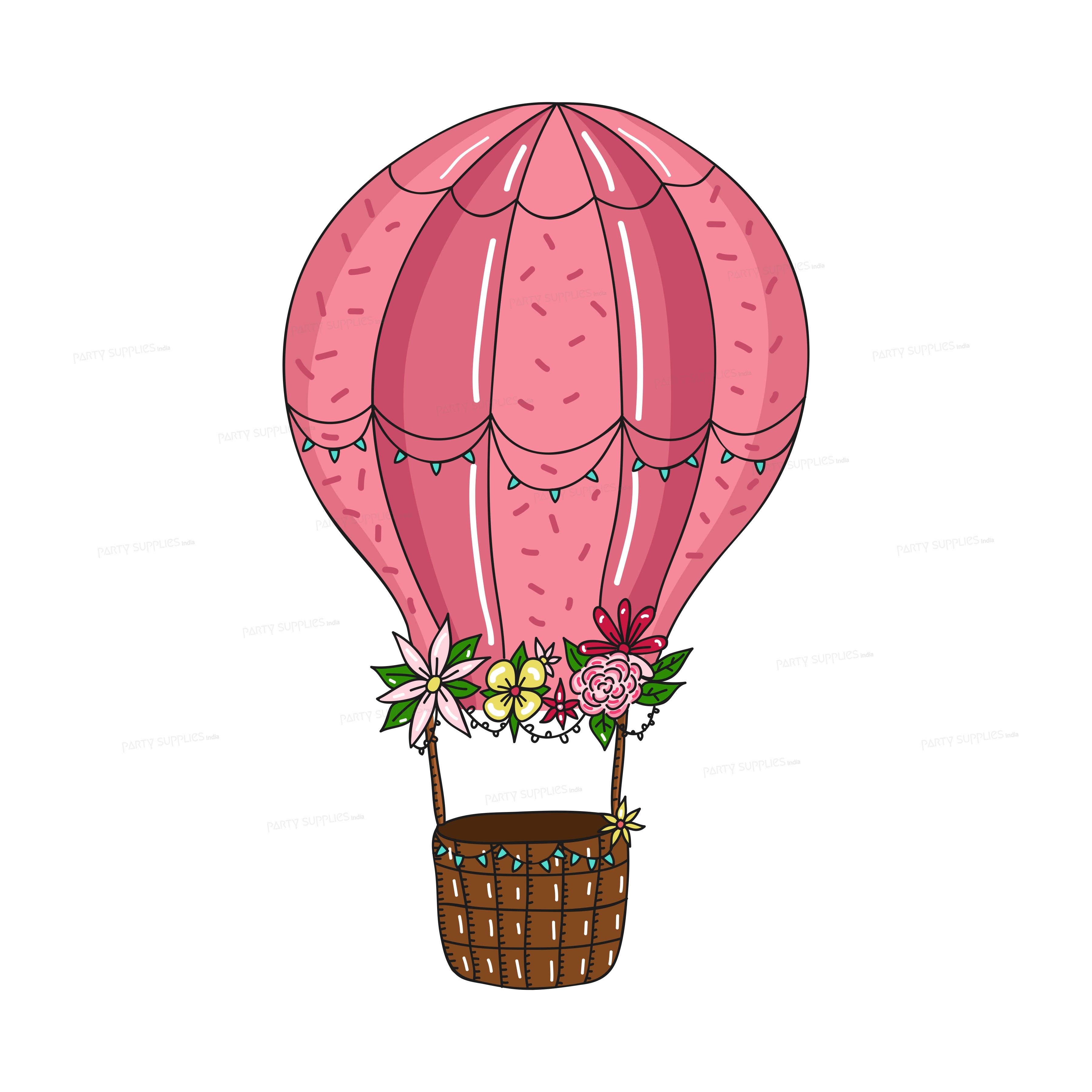 Hot Air Theme girl Parashoot with Flowers Cutout | Birthday Supplies ...