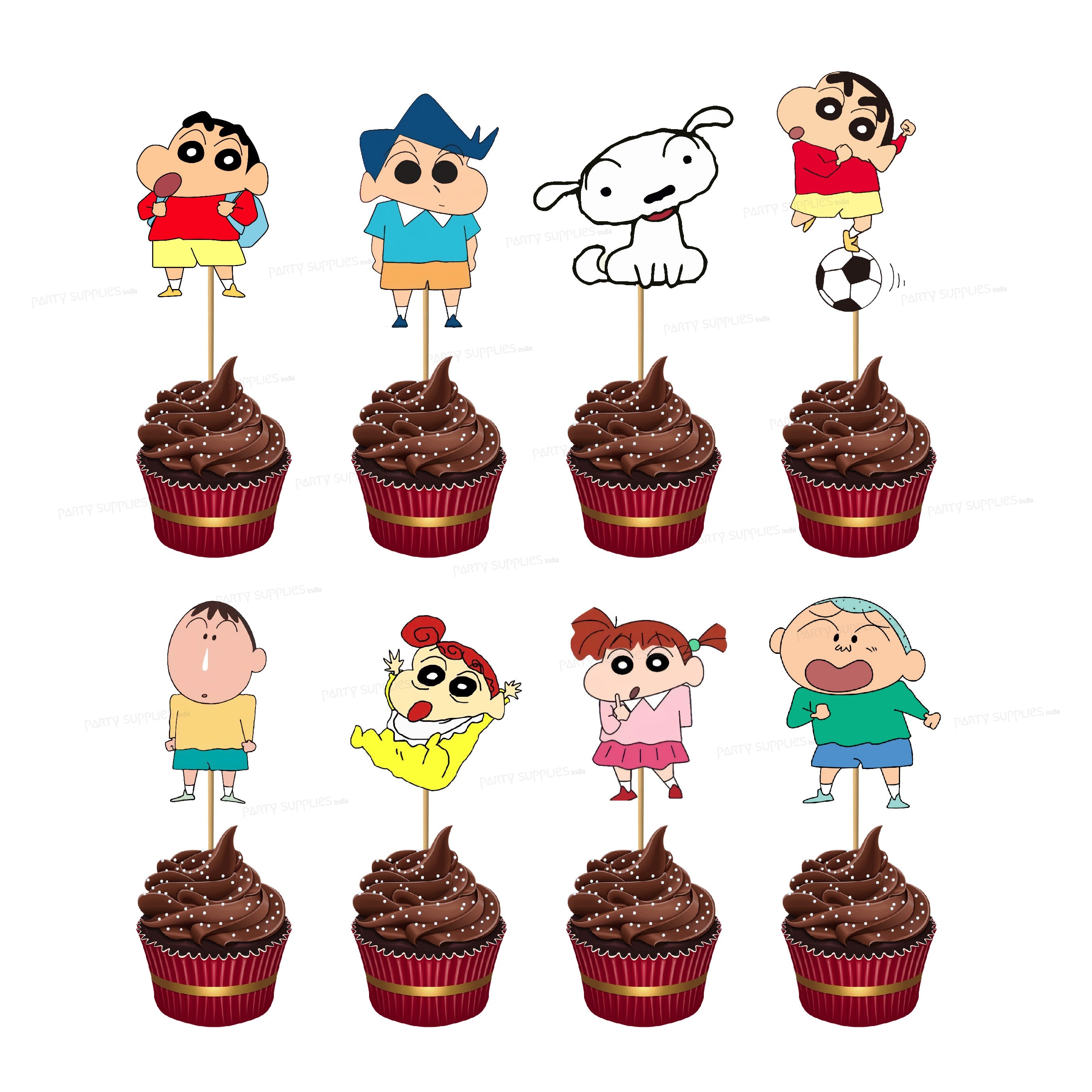 Cake Decor™ 5 pcs Happy Birthday Shinchan Cartoon Theme Paper Topper F –  Arife Online Store