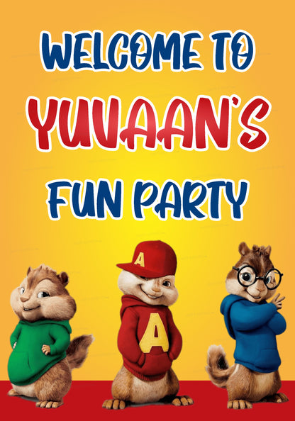 Alvin and Chipmunks Theme Customized Welcome Board