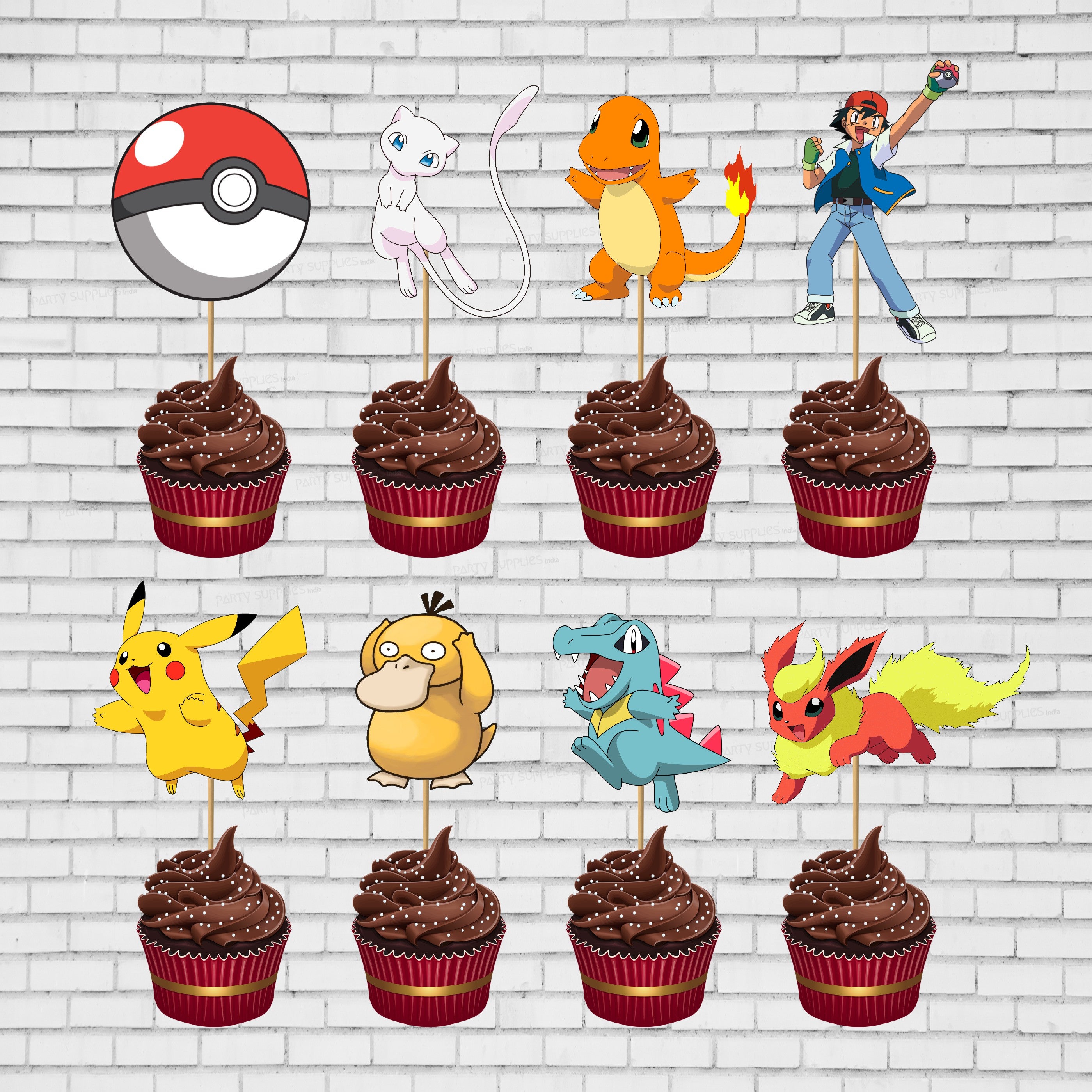 Pokemon Personalized  Theme Cup Cake Topper