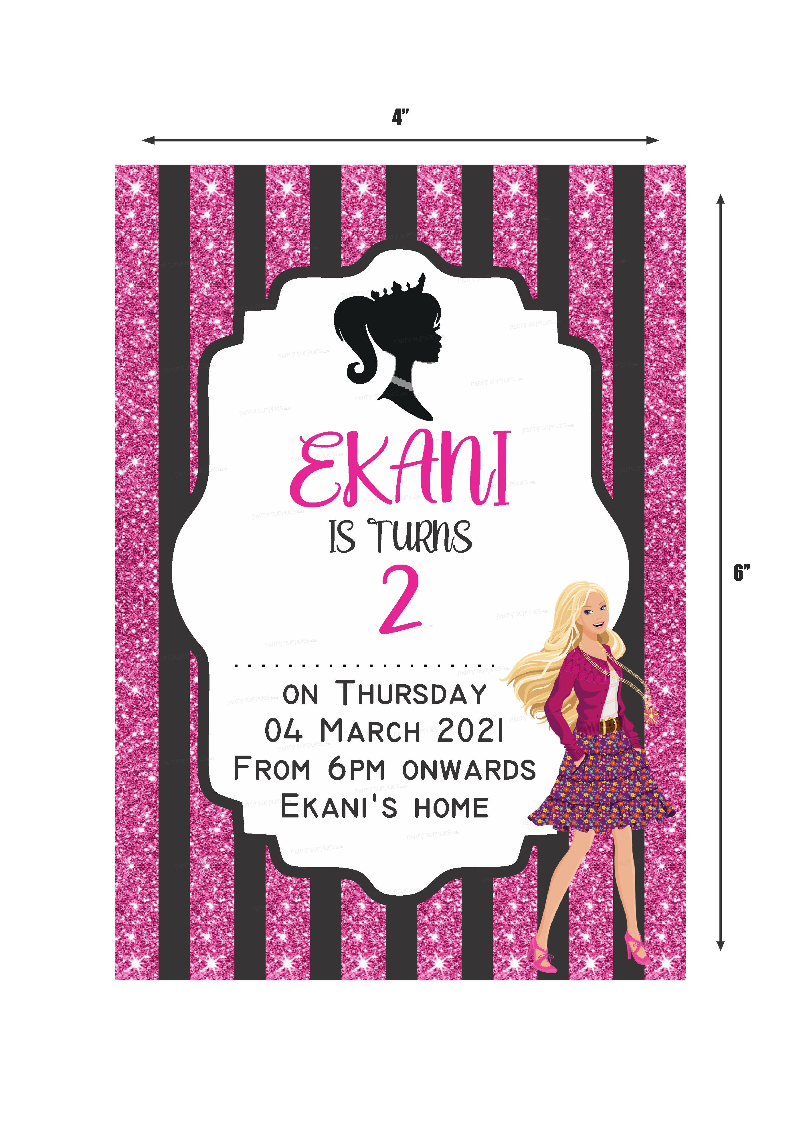 PSI Barbie Theme Invite Birthday Party Celebrations Online