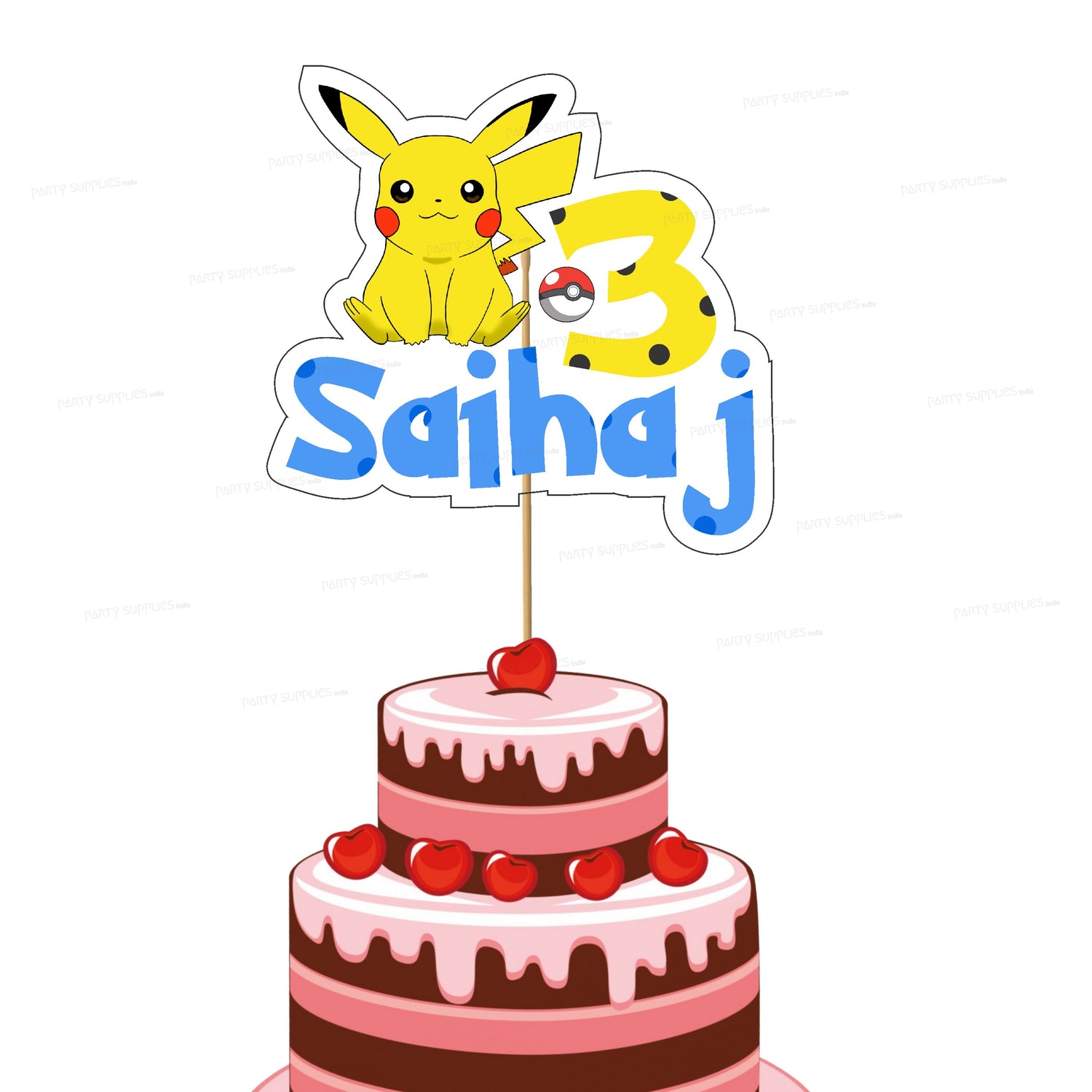Pokemon Unofficial Personalised Birthday Cake Topper Handmade 