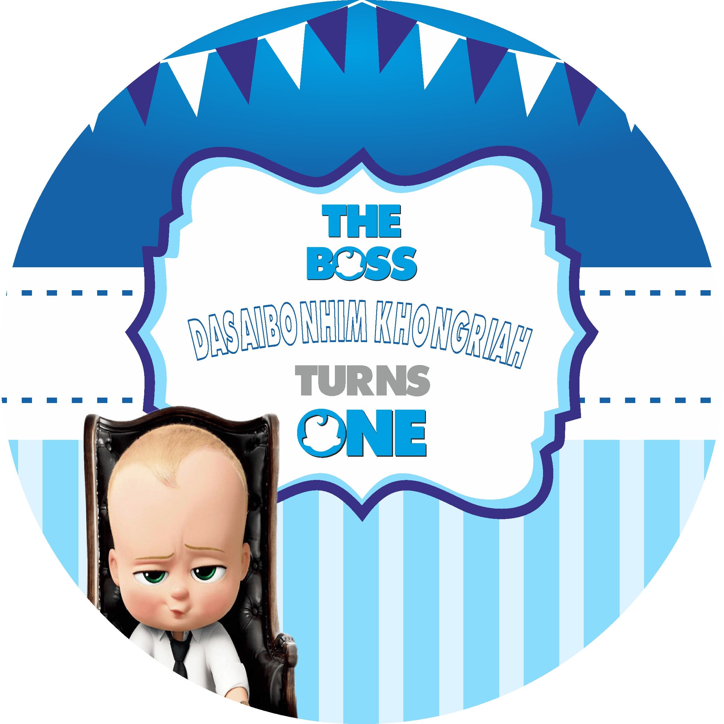 Boss Baby Theme Personalized  Round Backdrop