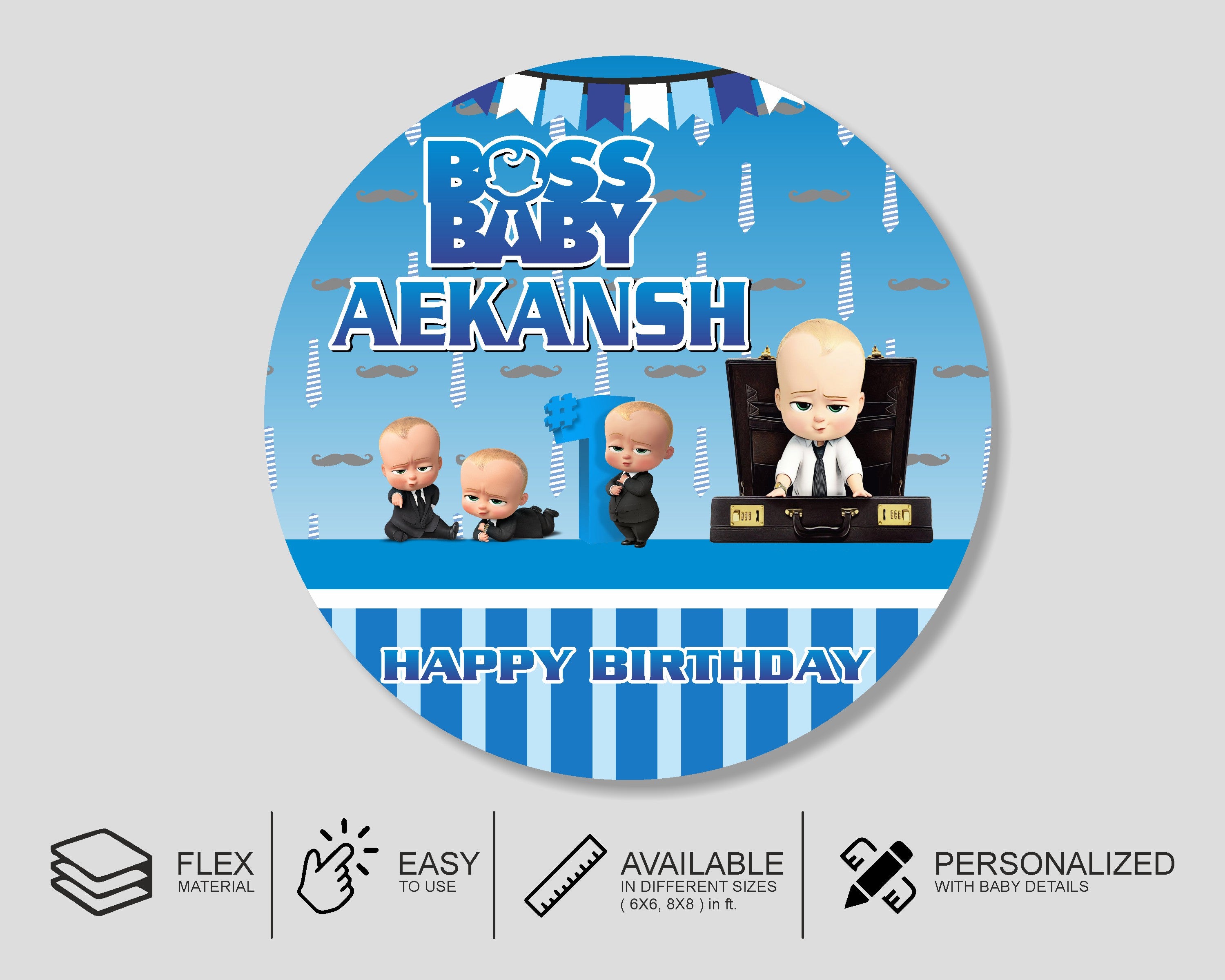 Boss Baby Theme Round Backdrop