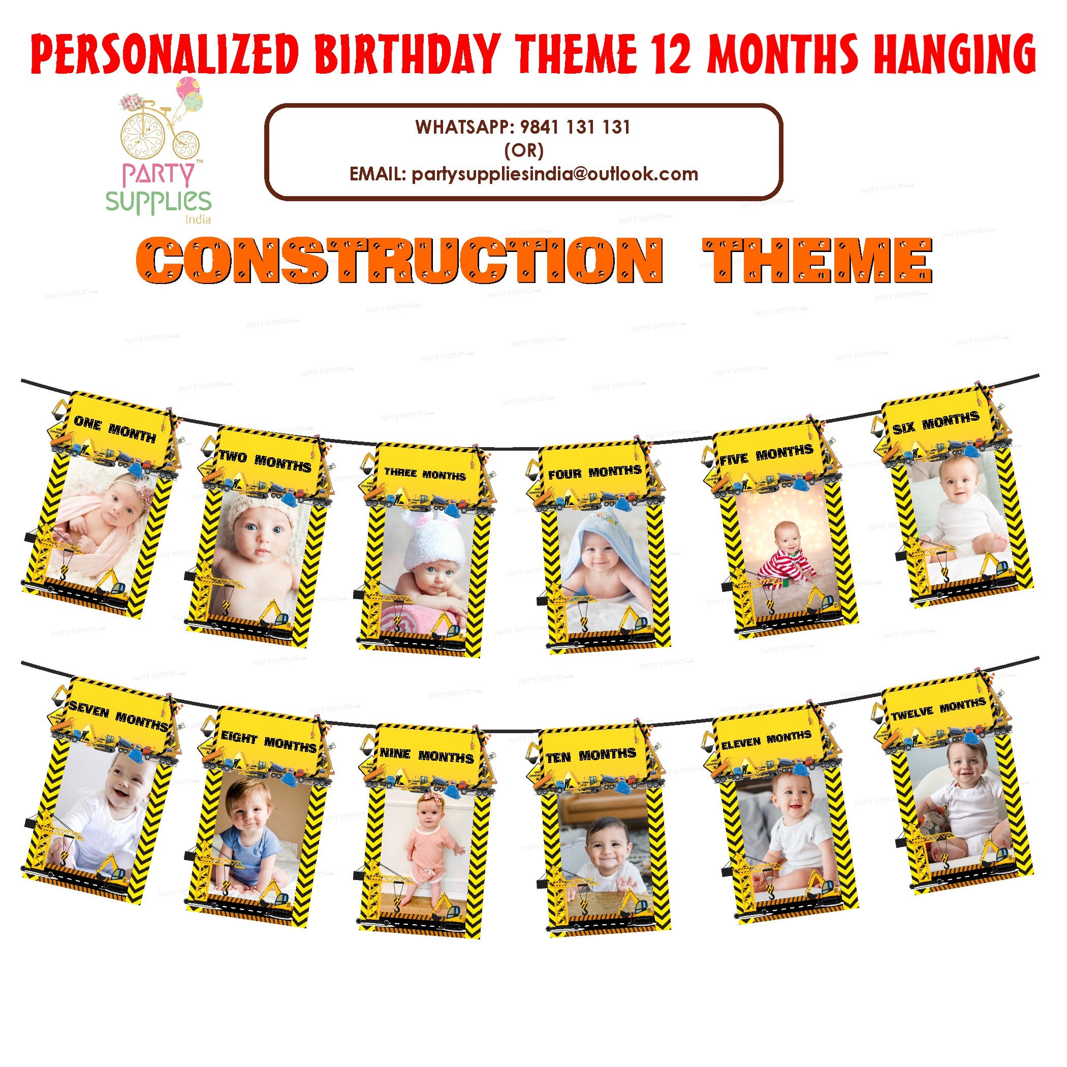 Construction Theme 12 Months Photo Banner